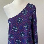 Newbury Kustom Asymmetrical One Sleeve Purple Print Dress Size Small Photo 1