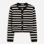 J.Crew Emilie Sweater Lady Jacket in Black Ivory Stripe Knit Cardigan, Sz XL Photo 3