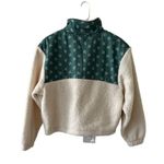 Universal Threads Universal Thread Womens S Sherpa Fleece Jacket With Floral Panels Teal & Cream Photo 1