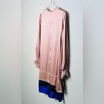 Roksanda Blush Pink Colorblock Tiered Teal Blue Silk Satin Dress Size 10 Photo 6