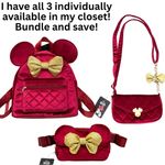 Disney Minnie Mouse Burgundy Quilted Velvet Crossbody Belt Bag NWT Photo 15