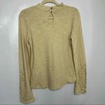 We The Free ‎ Womens Small Top Beige Long Sleeve with Lace Cuff Detail Boho Chic Photo 3