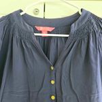 Lilly Pulitzer  Elsa True Navy Coastal Silk Blouse Size XS Photo 5