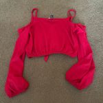 H&M Divided red cropped cold shoulder knot long sleeve shirt XS Photo 10