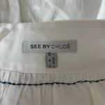 NWOT See by Chloe White Linen Skirt w/Blue Embroidery with Pockets sz 4 Blue Photo 2