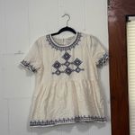 Orange Creek  Navy‎ White Embroidered Top medium Photo 1