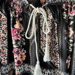 Cure 3XL Blouse Black Floral Smocked Kimono Sleeve V Neck Tie Romantic Boho Chic Size undefined Photo 1