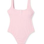 Stoney Clover Lane Pink Ribbed Henley Swimsuit One-piece Bathing Suit Photo 5