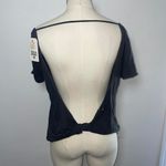 Billabong Open Back Laser Cut Tee Top Black Gray Medium NWT Casual Boho Surf Photo 4