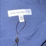 Dress the Population NWOT  AMY crepe one shoulder maxi slit navy gown sz S Photo 4