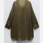 ZARA NWT  Woman's  Sequin Oversized Tunic Top Shirt  Olive Green Photo 6