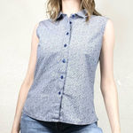 Nike  Golf Blue & White Floral Sleeveless Button Up Shirt Photo 0