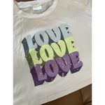 Abound  70s Style Love Spell Out Pink Short Sleeve Crop Top Tshirt Large Photo 3