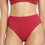 Sea Level Eco Essentials Retro High Waist Pant in Red Size 8 Women’s Bikini Bott Photo 0