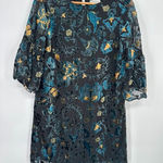 Carolina belle  Velvet Burnout Floral Mini Shift Dress Size 4 Bell Sleeve Fairy Photo 0