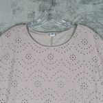 Old Navy  Shirt‎ Womens Small Purple Lilac Pastel Eyelet Lace Tee Cottage Peasant Photo 3