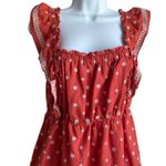 Old Navy Y2K Women Top M Orange Embroidered Flowers Smocked Back Boho Cottage Photo 6