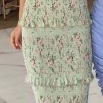 Floral ruffle smocked sage green Dress Photo 0