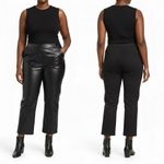 Liz Claiborne Faux Leather Crop Straight Leg Pants Womens 16 Black Biker Edgy Photo 1