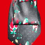 “Dainty Dapper”Festive Black Christmas Tie with sporty Santa Design Photo 2