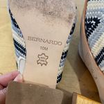 Bernardo  Beatriz Woven Slide‎ Sandals Square Toe Block Heel Beige Blue Size 10 Photo 6