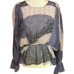 BB Dakota Patchwork Butterfly Sleeves Peplum Blouse Photo 0