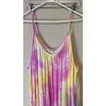 Kori Pink & Yellow Tie Dye Maxi Dress XL  Sleeveless gauzy flowy vacation cruise Photo 1