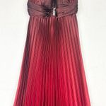 Betsy and Adam Betsy Adam Vintage Halter Ombre Maxi Gown Size 6 Satin Pleated Maroon Whimsigoth Photo 3