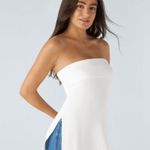 Halara Strapless Tube Top Shirt Side Slit Slim Fit Minimalist White Womens L New Photo 4