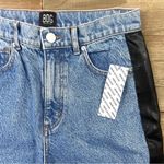 Urban Outfitters NWT UO BDG High Waist Leather Panel Straight Leg Jeans Photo 4