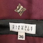 Claudie Pierlot Burgundy Chiffon Skirt with Gold Sequins Size 36 / US 6 Photo 2