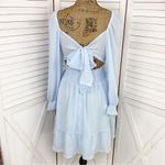 Exlura ‎ Chiffon Open Tie Back Ruffle Hem Dress Blue Medium Photo 6