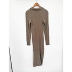 Rails Luciana Latte Brown Ribbed Knit Long Sleeve Collared Midi Dress Size M NWT Photo 3