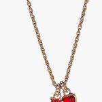 ALEX AND ANI Chocolate Covered Strawberry & Red Heart Pendant Duo Charm Necklace Photo 0