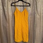 Free People  Light Me Up Golden Yellow Floral Lace Slip Bodycon Dress Large Photo 2