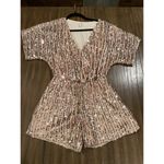 Raga Anthropologie  Sariah Sequin Sparkle Romper shorts dolman sleeves v neck XS Photo 3