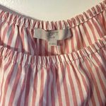 The Loft Plus Size 20 Pink/White Striped Off Shoulder Puff Sleeve Cropped Blouse Photo 2