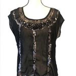 Decree Y2K  Black Sheer Sequin Blouse Size Medium Photo 0