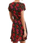 Rolla’s Cleo Rambling Floral Mini Wrap Dress size medium Black Red Pink Flowers Photo 1