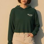 Hollister California Cropped Ribbed Hoodie S Green Sporty Teens Comfy Flirty Photo 0