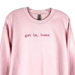 Gildan Get In Loser Plus Size 2XL Sweatshirt Mean Girls Crewneck Pullover Pink Solid Photo 2