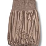 Boutique Womens Smocked Strapless Top Blouse Shirt Bubble Hem Y2K Tan Brown XL Photo 6