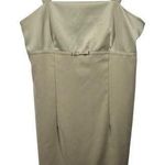 Vintage Womens Dress 7/8 Tan Cream Milkmaid Bust Bow Waist Detail Mini 90s Posh Photo 0