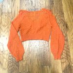 Free People  Macaroon Ruffled Neck Mohair Wool Sweater Burnt Orange Ruffle size L Photo 8