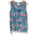 Bridge & Burn Silk Top Makelike Hawaii 503 Women Floral Blue Pink Sleeveless Size L Photo 1