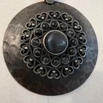 Vintage Boho Festival Necklace Black Silver Statement Pendant Artisan Jewelry Red Photo 2