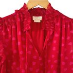 Kate Spade Red Sleeveless Top Heart Print Ruffle Trim Blouse Photo 2