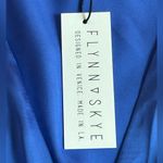 Flynn Skye  small blue satin puff sleeve button down ruched bodice vneck sexy top Photo 8