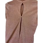 House Of CB  Bodysuit‎ Sz S Concha Pink Metallic Keyhole Mock Neck Long Sleeve Photo 3