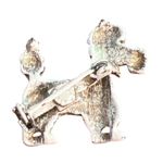 Vintage Poodle Lapel Pin Brooch Gold Tone White Red Black Rhinestones 1" Photo 2